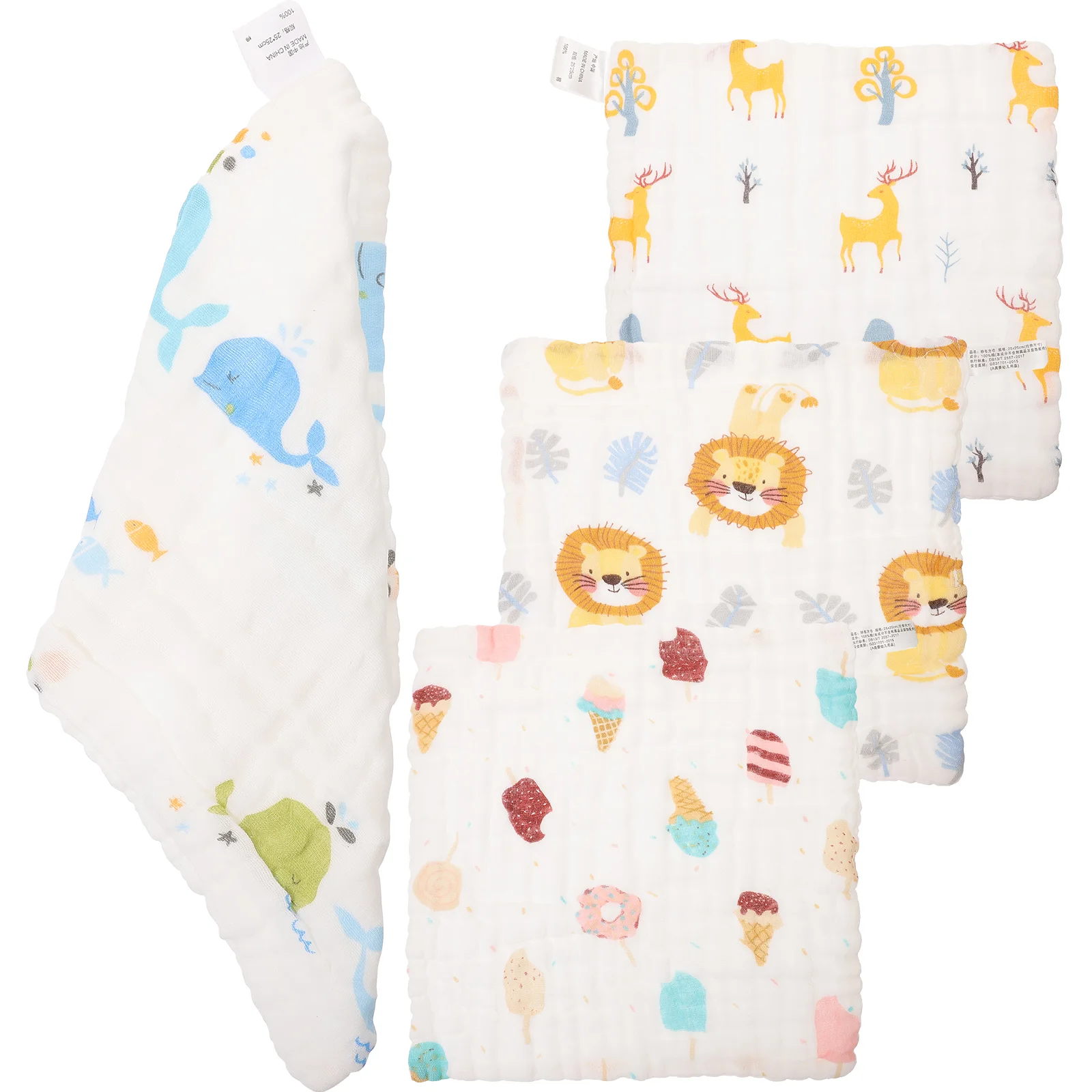 

4 Pcs Bath Towels Saliva Wipes Children Washcloths Face Washing Cotton Hand Wiping Reusable Newborn Square Handkerchief