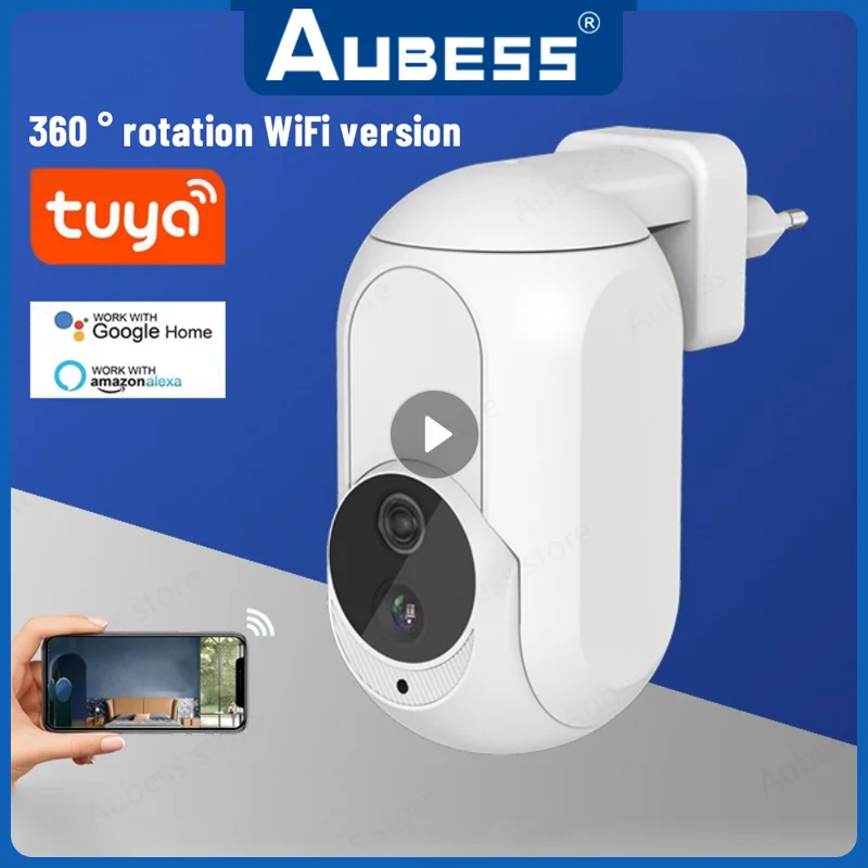 

Беспроводная Wi-Fi камера Tuya A20A для домашней системы безопасности, монитор 1080P, камера видеонаблюдения с ночным видением и пассивным ИК-датчиком, двухсторонней связью