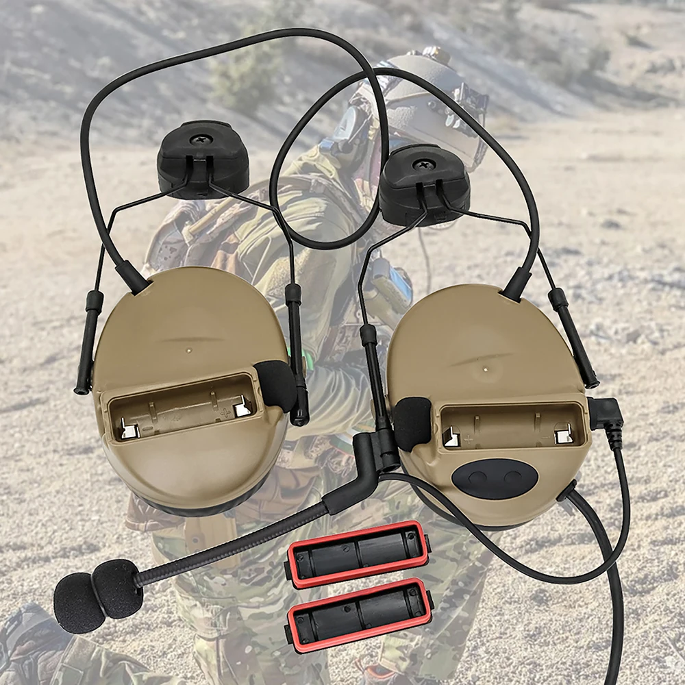 Hearangel Tactical Headset Comtac ii with ARC Rail Adapter Hearing Protection with Gel Ear Pads for Airsoft Sports&Kenwood PTT