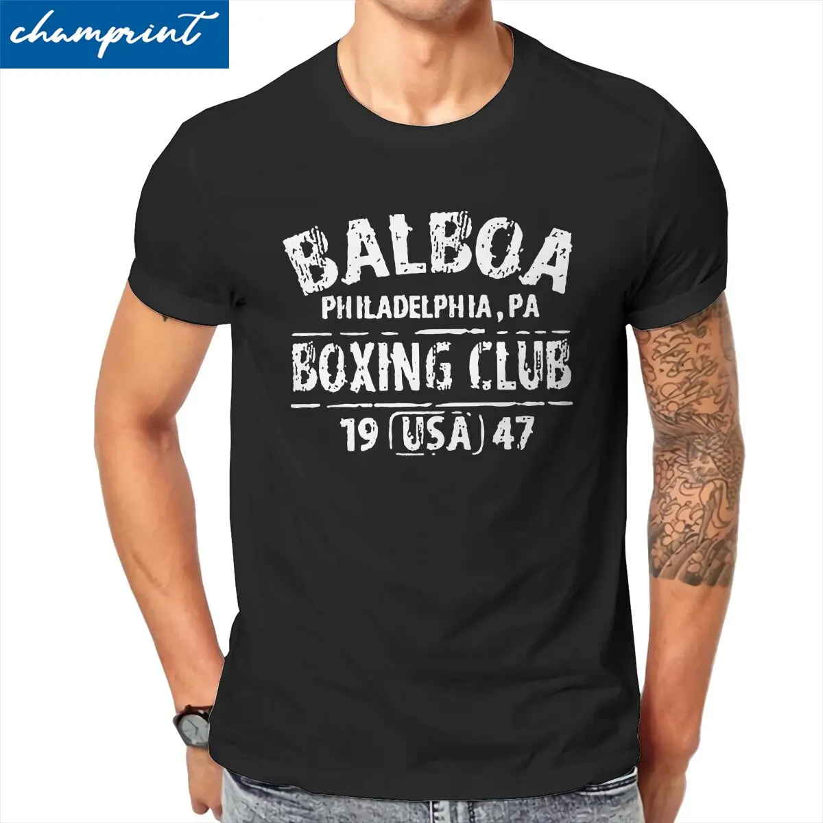 

Rocky Balboa Boxing Club Gloves 1947 T-Shirts Men Pure Cotton Tee Shirt Round Collar Short Sleeve T Shirt New Arrival Tops