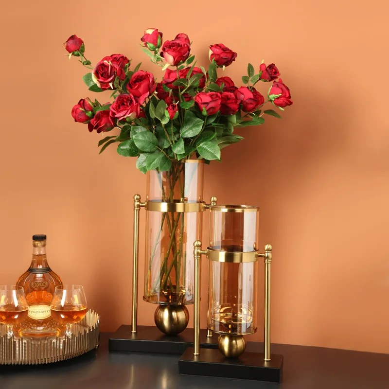 

Luxury fashion Home Decoration transparent color Flower Vase Living Room Dried Flowers Glass Vase 210627-12