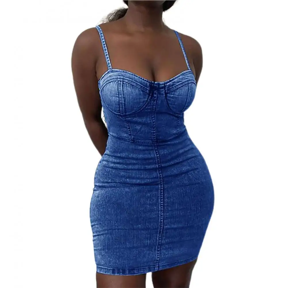 

Женское однотонное мини-платье на тонких бретельках с круглым вырезом и узкой талией, облегающее платье-трапеция для вечеринок и клубов