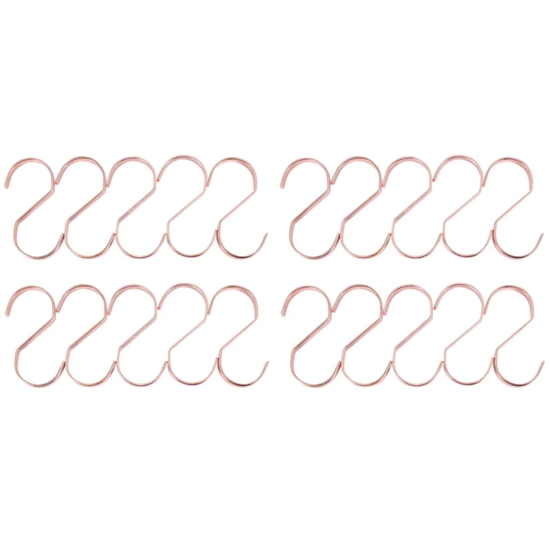 

20X Stainless Steel S-Shaped Hook Drying Rack Kitchen Bathroom Hook Rose Gold Pants Bag Hanger