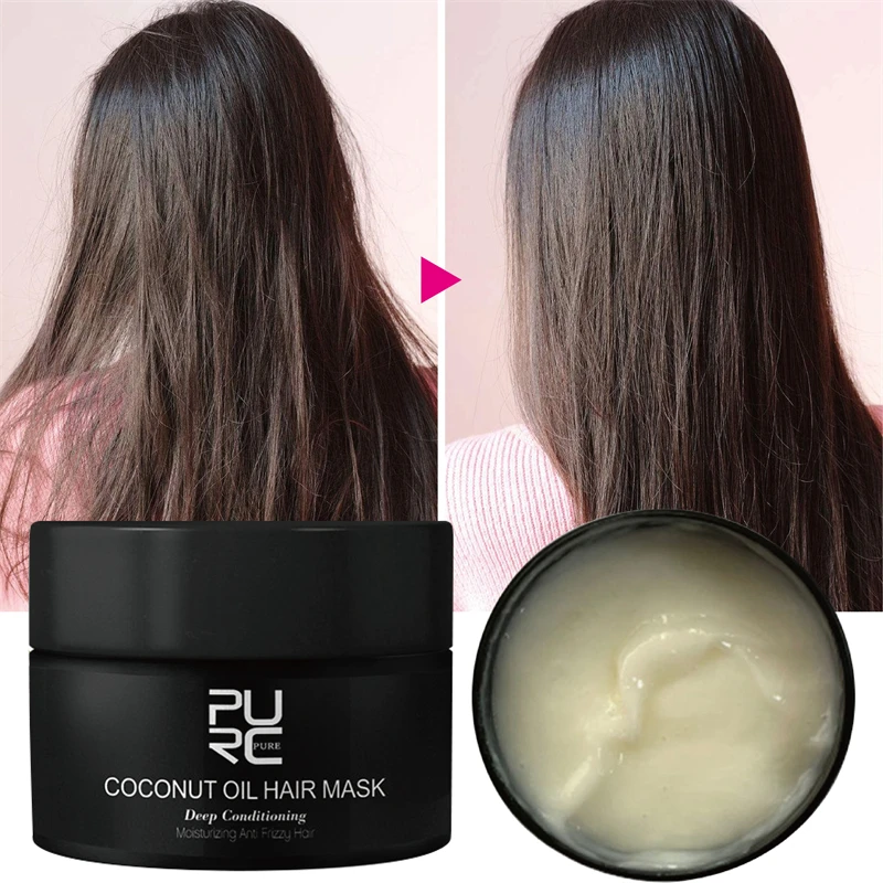 Hair Mask Baking Oil Cream Coconut Oil Hair Mask Repair Damage Frizz Softening Anti-Hair Loss Sleek Shine Collagen Hair Care 50g