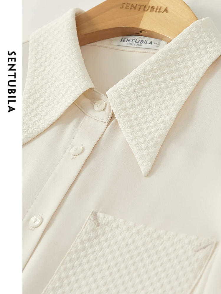 Женская шифоновая рубашка с вышивкой и длинным рукавом