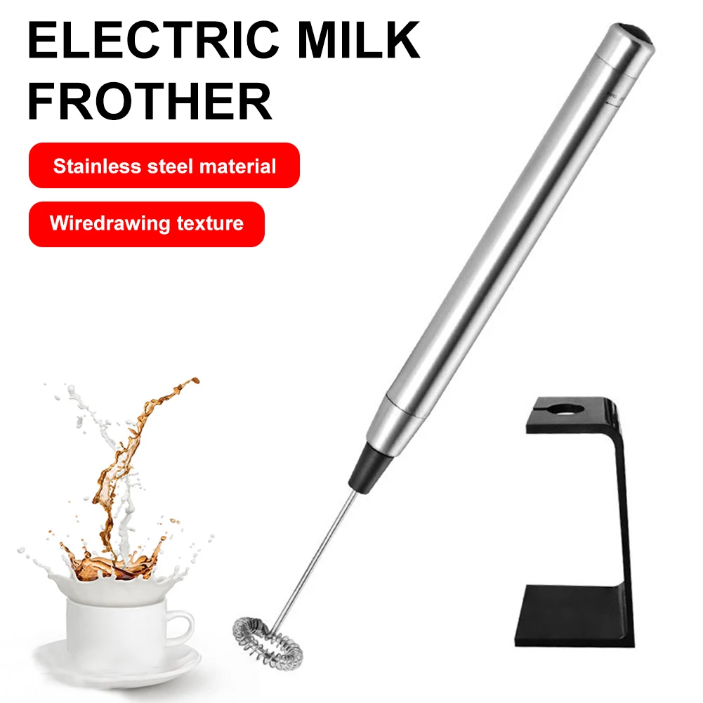 

Electric Milk Frother Handheld Foam Maker Battery Operated Stainless Steel Coffee Drink Mixer Blender with Stand Egg Beater
