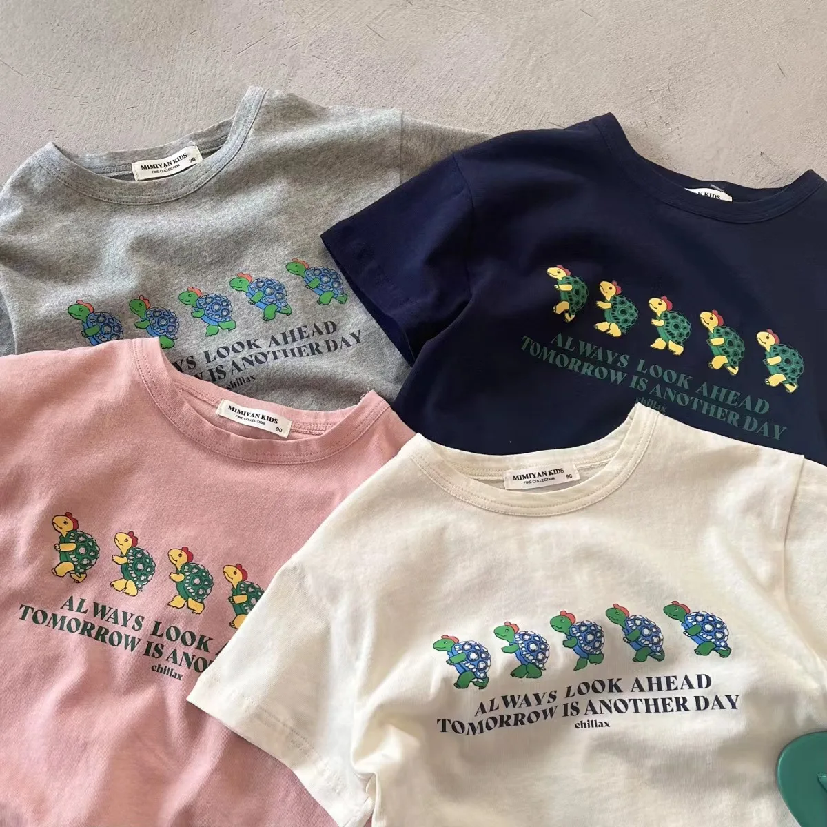 2023 Korean Version Children's Boys Girls T-shirt Cartoon Print Loose Pure Cotton Short Sleeve Summer Baby Short Sleeve Top New