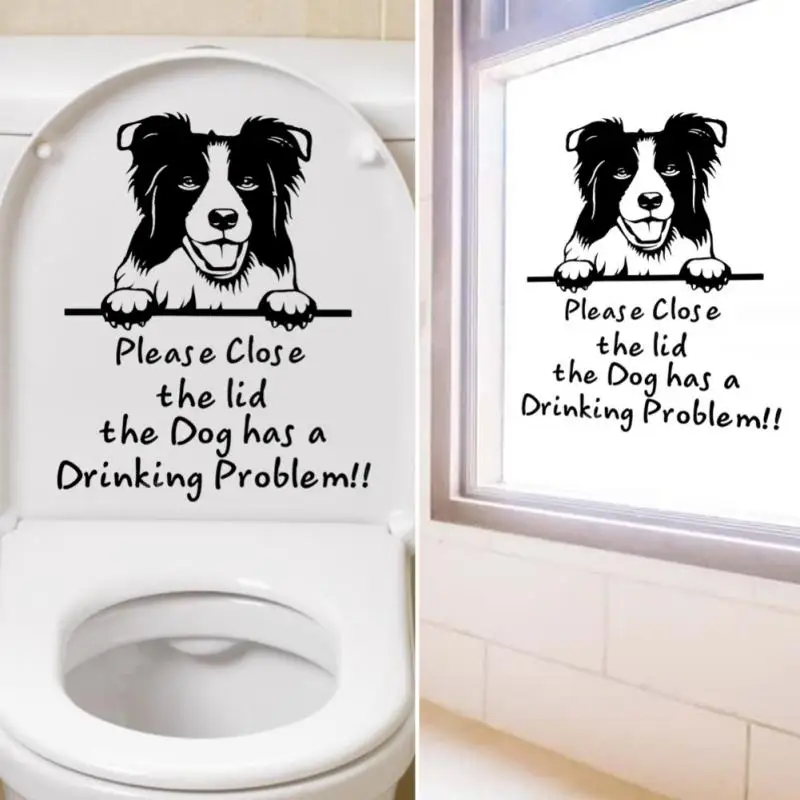 Купи Dog Toilet Stickers Removable Environmental Protection Prompt Closing Door Stickers Waterproof Cartoon Toilet Seat Wall Sticker за 1,762 рублей в магазине AliExpress
