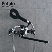 potato bathroom faucets modern new products black or white dual control of cold and hot water with shower head p22322