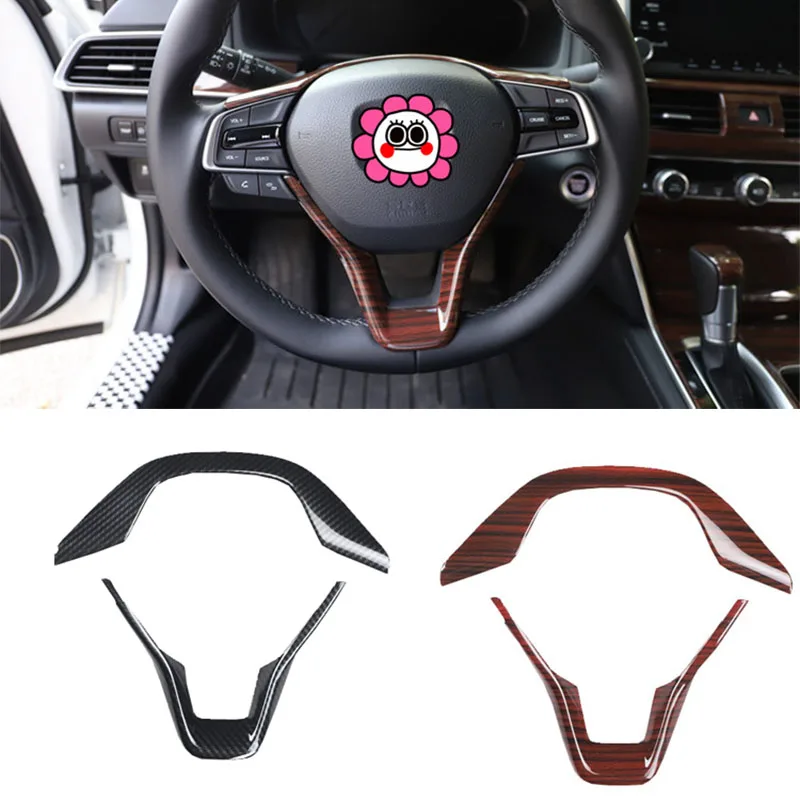 

Carbon Fiber Style Steering Wheel Frame Protector Cover Trim for HONDA ACCORD 2018 2019 2020 Interior Car Accessories