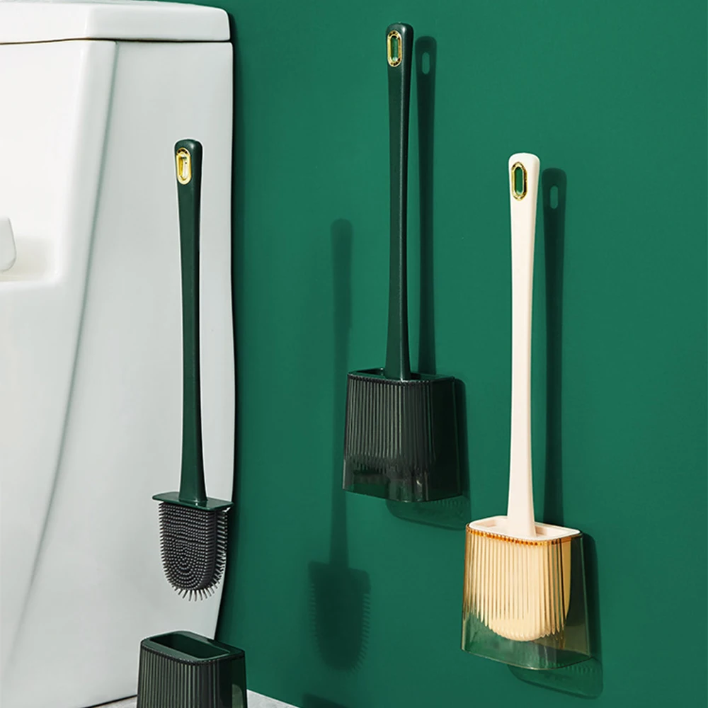 

Home Bathroom Brush Reusable Toilet Cleaning Tool Wall Mounted Toilet Brush With Long Handle Soft Toilet Cleaning Brush Set