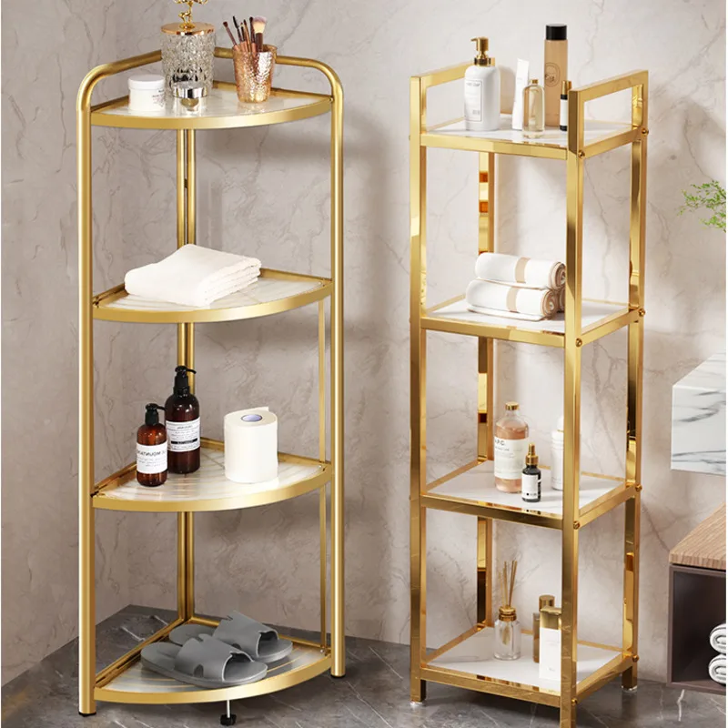 

Light Luxury Bathroom Bathroom Floor Toilet Paper Holder Toilet Toilet Soap Holder Multi-layer Triangular Gap Storage Shelf