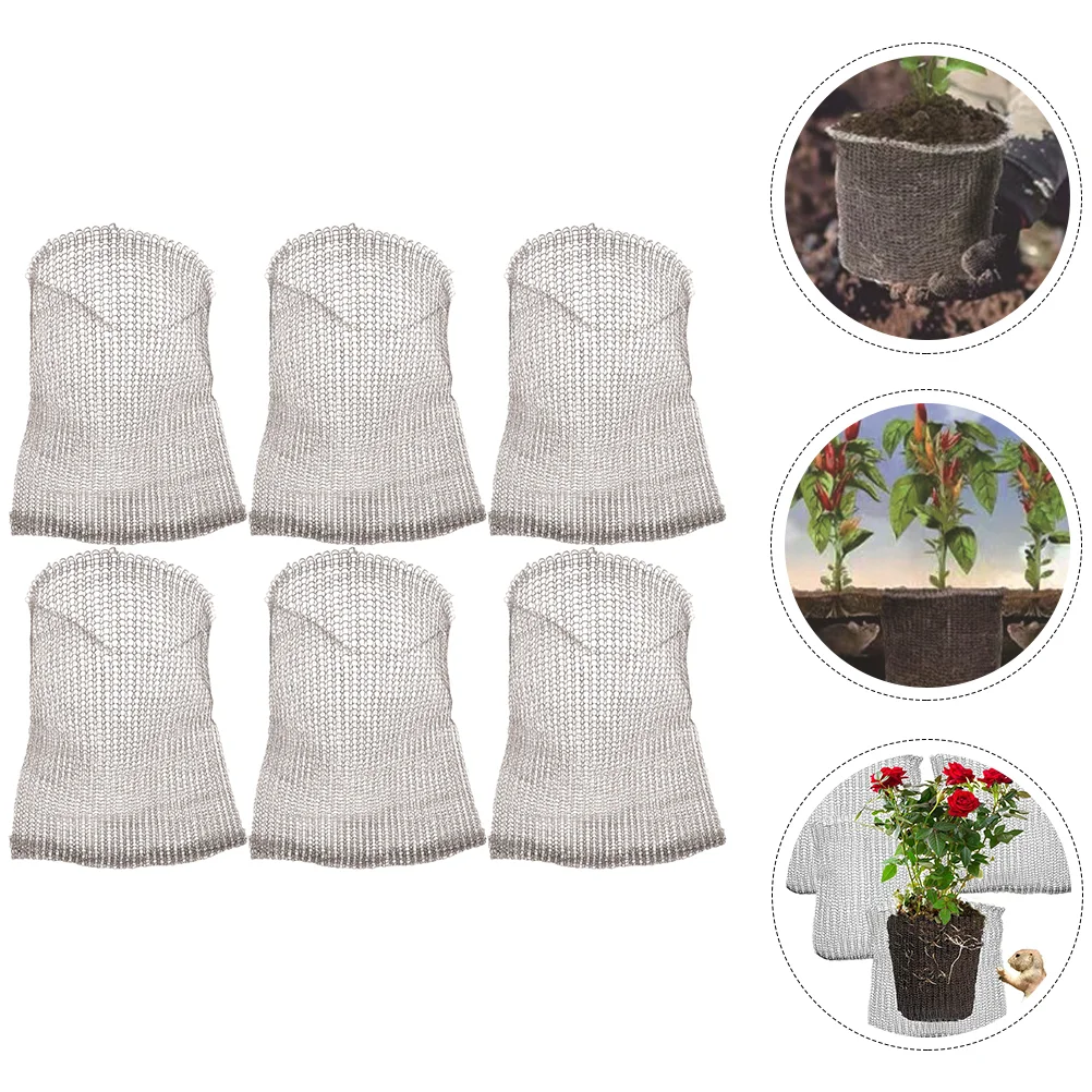 

6pcs Stainless Steel Plants Roots Protection Mesh Bags Gardening Mesh Baskets for Preventing Rat