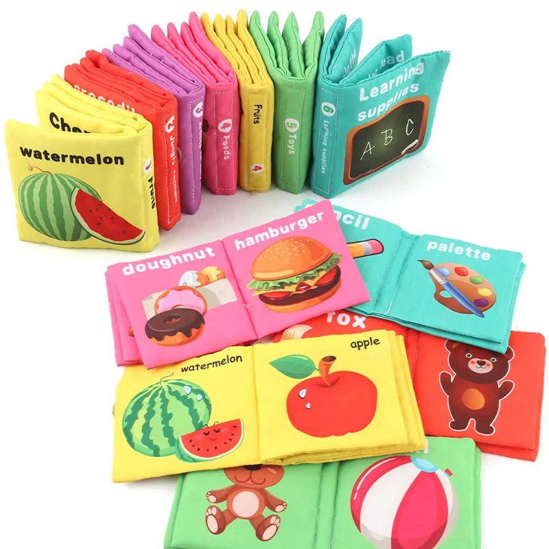 

0-12 Months Baby English Palm Three-dimensional Cloth Book Newborn Soft Book Early Childhood Educational Baby Cloth Book Toys