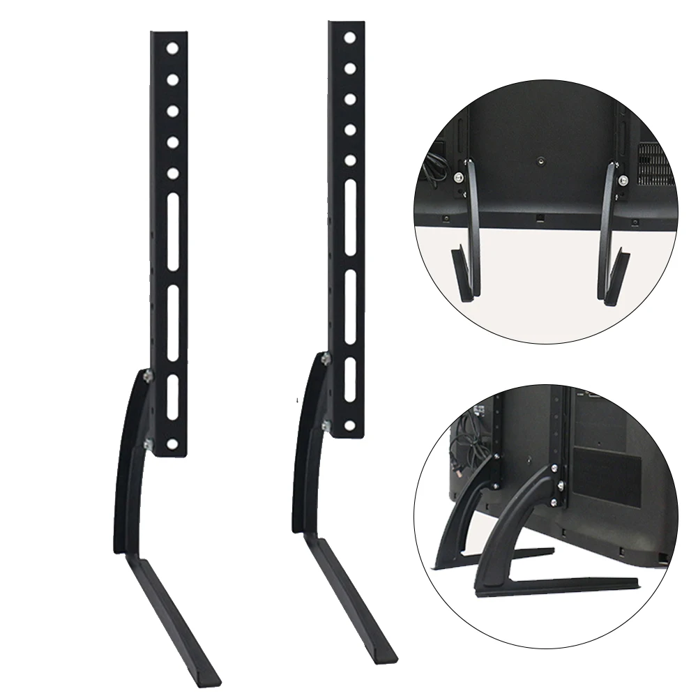 

With Screws Adjustable Home Steel Easy Install Multi Hole Stable Black TV Stand Base Table Top Universal Durable Triangle Mount