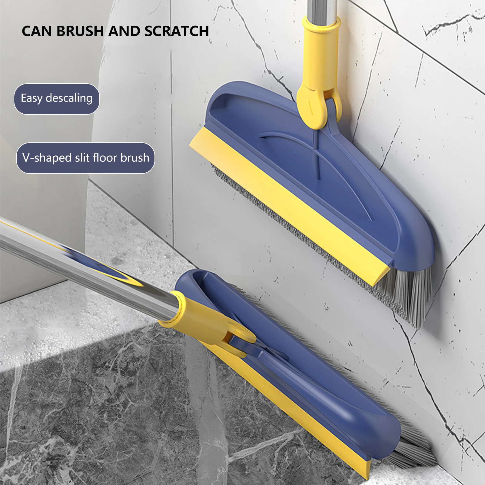 

2 In 1 Rotating Cleaning Brush Bathroom Kitchen Floor Scrub Brushes Long Handle Stiff Broom Mop For Washing Window Crevice Brush
