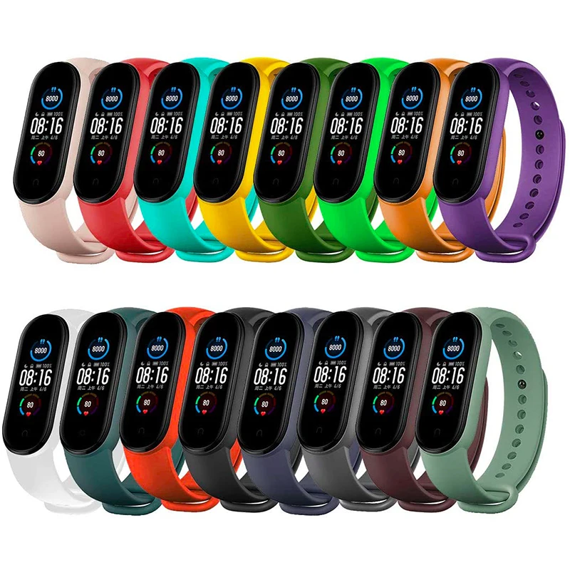 Ремешок для Xiaomi Mi Band 5 4 3 Nfc силиконовый сменный Браслет Для 6 MiBand цветной ремешок