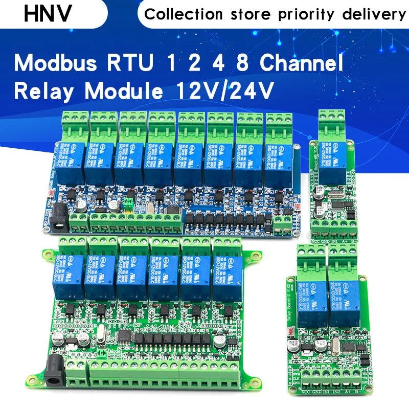 

Модуль реле Modbus rtu 12 В/24 В, 1/2/4/8-канальный модуль реле 485 TTL связи 1/2/4/8 каналов, входной модуль реле