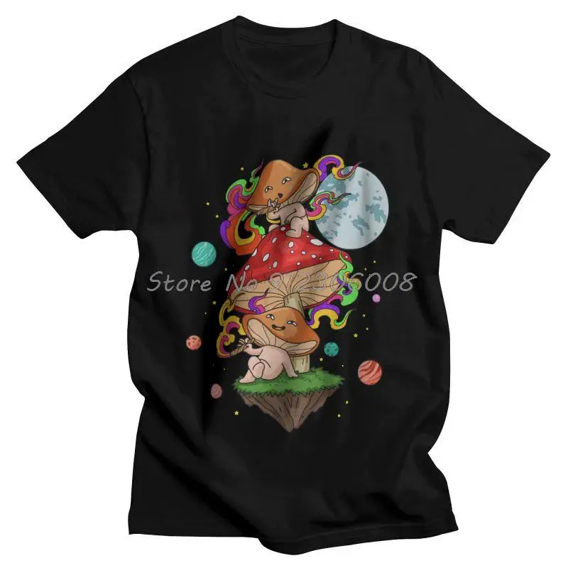 

Shrooms Magic Mushroom T-shirt Men Fashion T Shirt Short Sleeve Cotton Psilocybin Psychedelic Mushrooms Tshirt Cool Tee
