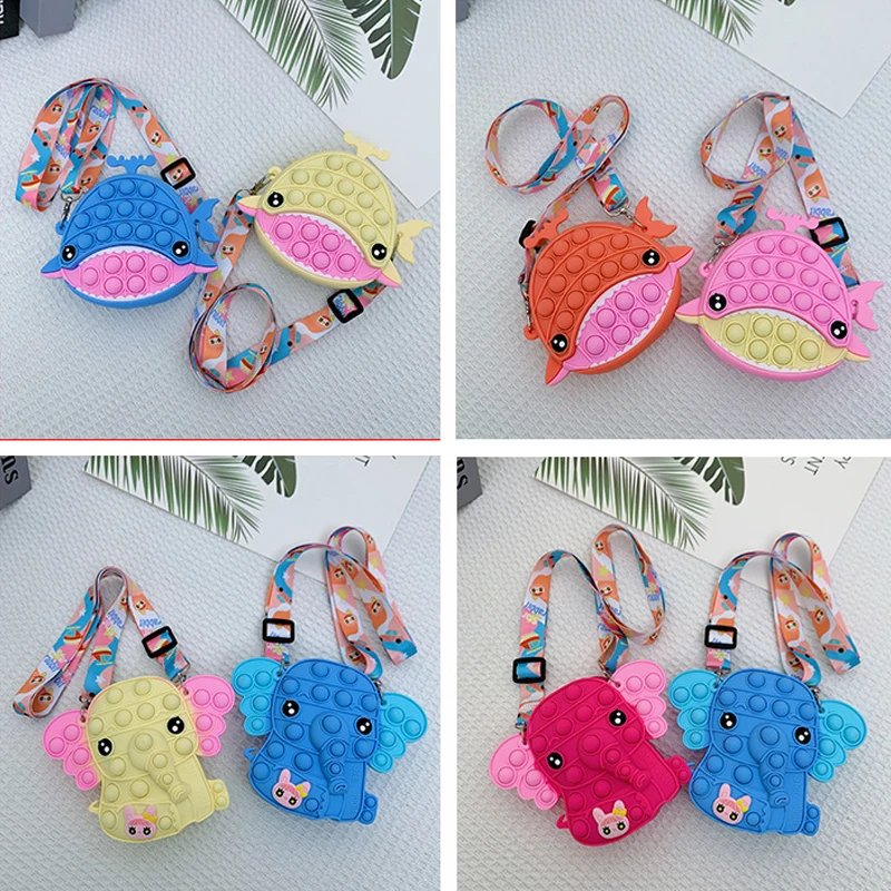 

Pink Shark Elephant Bag Pop Fidget Toys Cute Decompression Anti Stress Sensory Push Bubble Simple Dimple Squeeze Toys for Kid
