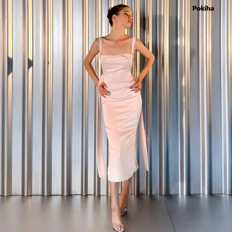 

Вечернее платье, элегантное Бандажное женское сексуальное шикарное платье средней длины с вырезом, без рукавов, с открытой спиной, летнее Клубное платье