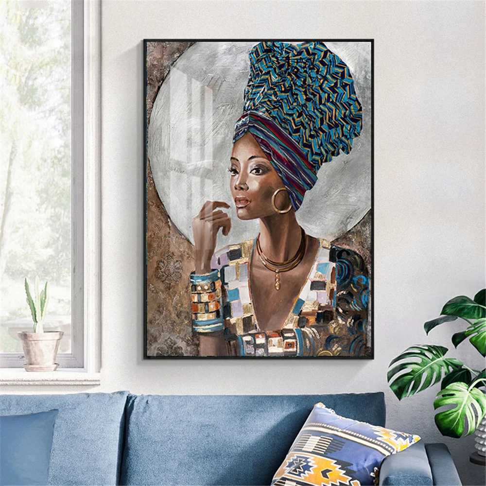

Custom American African Girl Canvas Poster Silk Fabric Modern Style Prints Party House Decor Room#211217-22