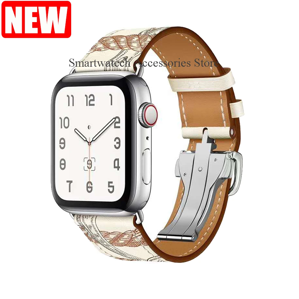 For Apple Watch Ultra Band 8 7 6 5 4 3 2 SE Genuine Leather Bracelet Apple Watch Bands 45mm 41mm 44 40 42 38 Strap for iWatch