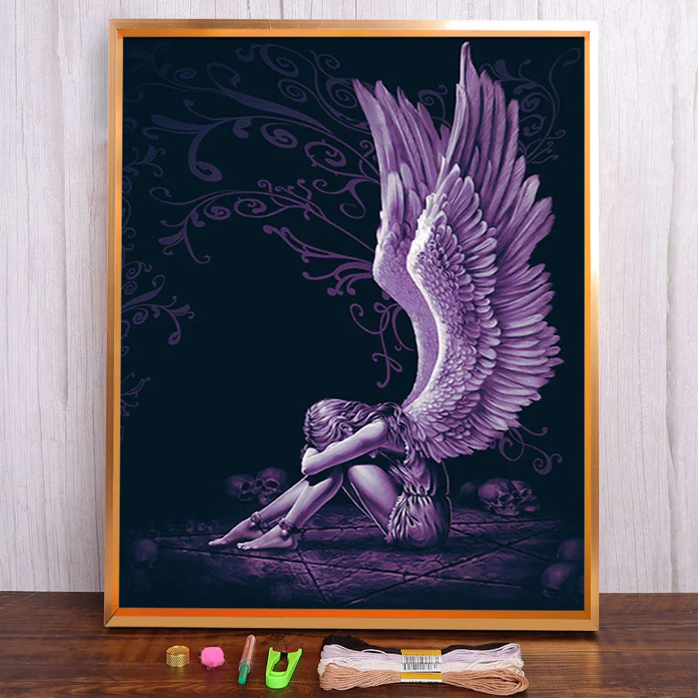 

Ткань с принтом красивой девушки ангела 11CT Вышивка крестом DIY Вышивка узоры DMC нитки картина хобби считается