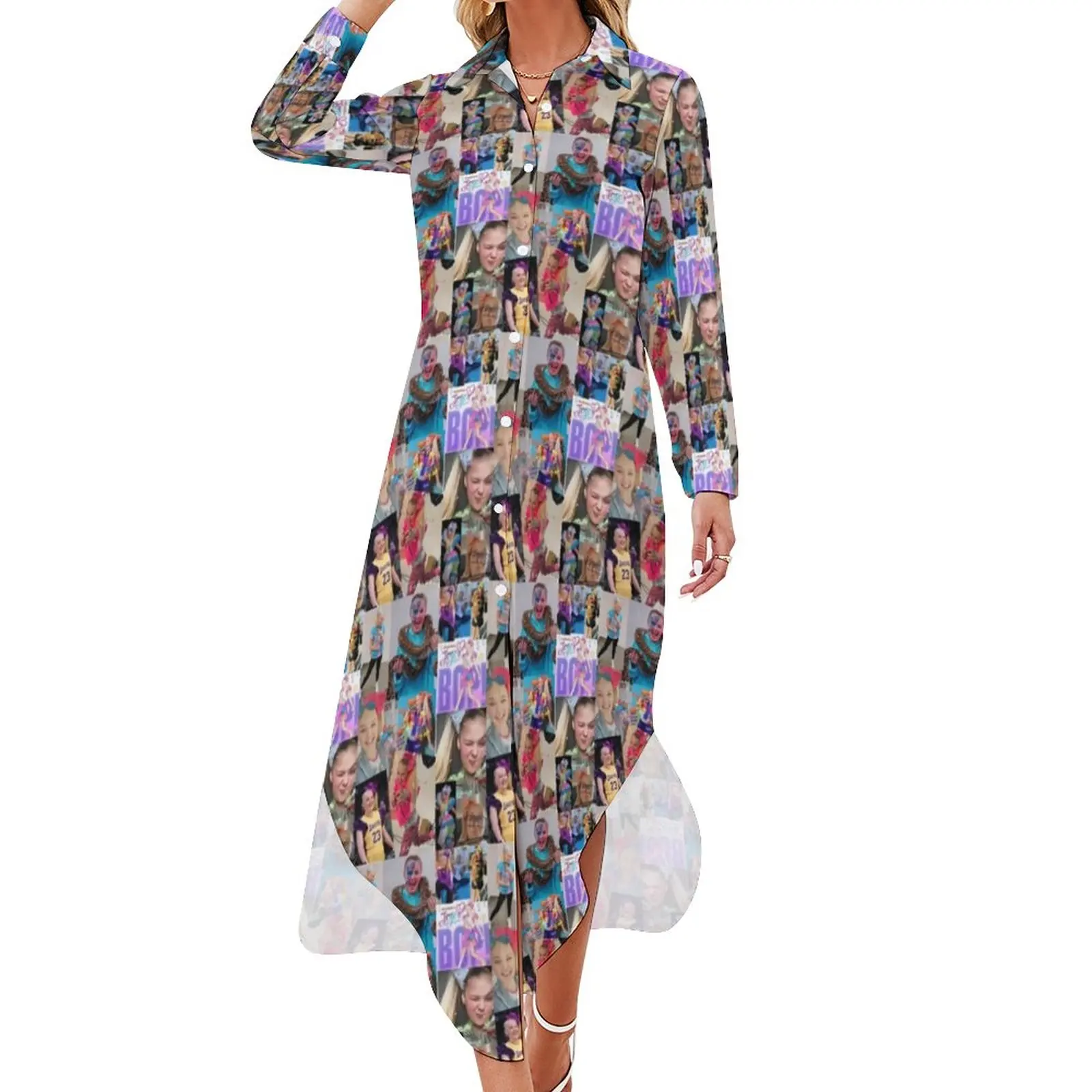 

Jojo Siwa Print Casual Dress Funny Meme Streetwear Dresses Sexy V Neck Pretty Chiffon Dress Long Sleeve Vestido Big Size 4XL 5XL