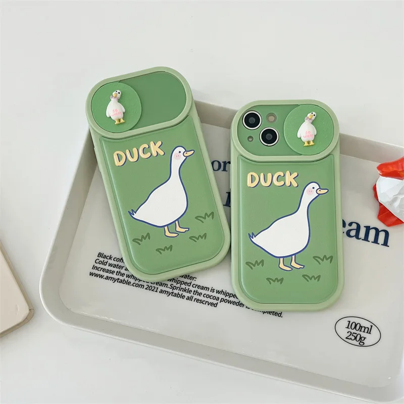 

Creative Window Pushing Big White Duck Phone Case Cover for IPhone 11 12 13 Pro X XR XS Max Shockproof Case for IPhone 13 Cases