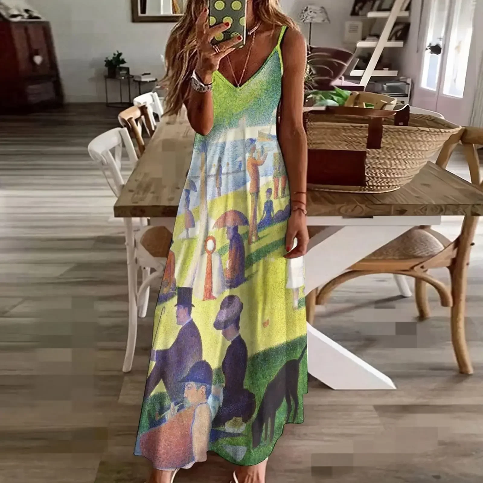 Женское длинное платье без рукавов с принтом жатте-Жорж