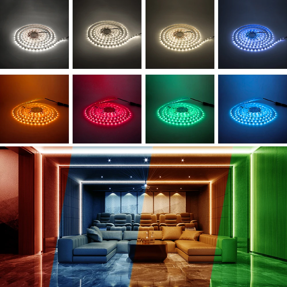 

Multiple-colours 2835SMD RGB LED Strip Light PC TV Backlight 5m 300LED DIY Room Decor Flexible Ribbon DC12V Neon LED Lighting