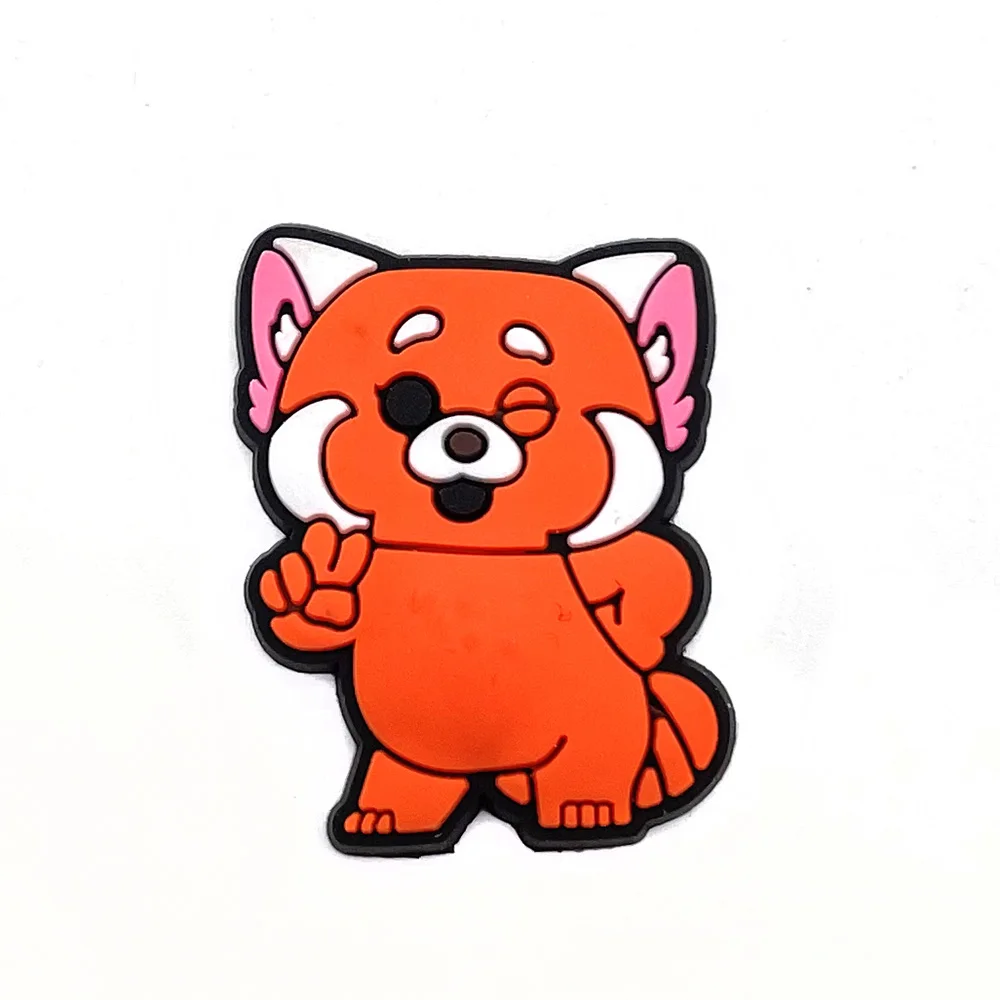 Забавные 1 шт. Симпатичные Кроксы для обуви мультяшный оранжевый енот