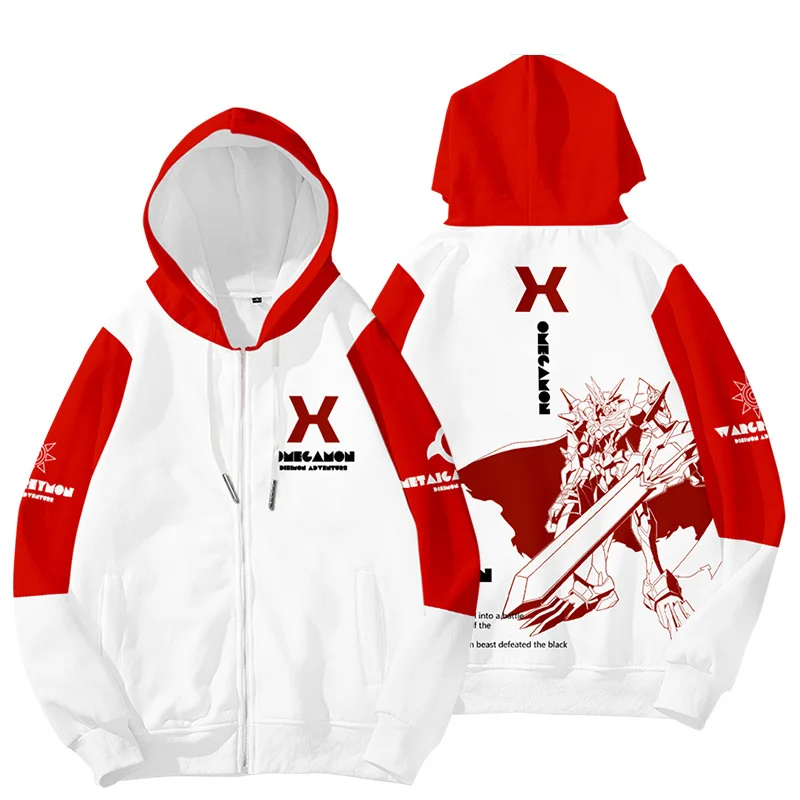 Толстовка с капюшоном на молнии для мужчин и женщин свитшот рисунком аниме Digimon