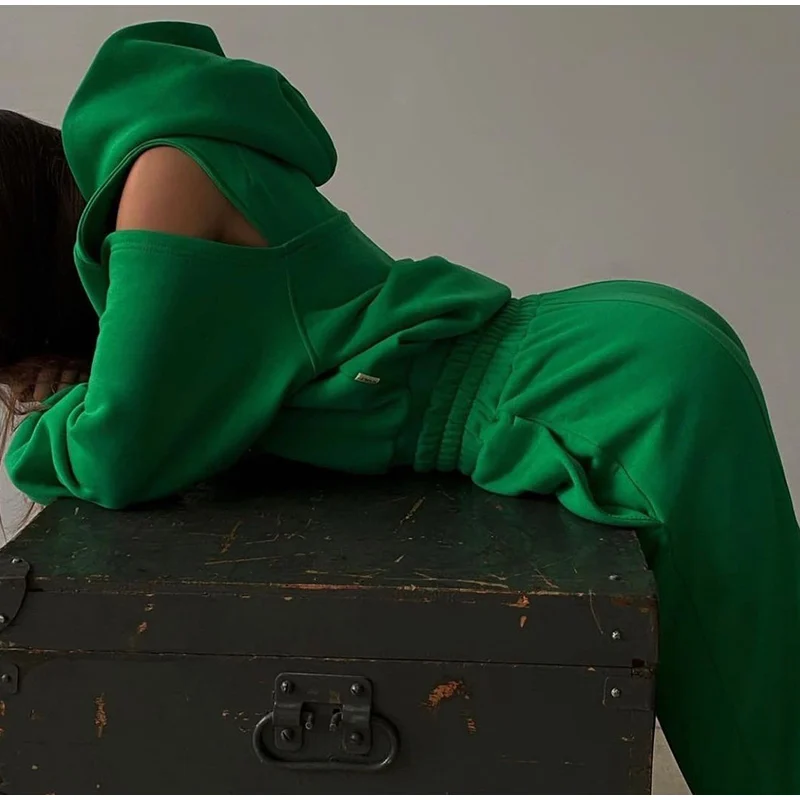 

Womens Tracksuit Warm Fleece Suits Hoodies Off Shoulder Tops Casual Sweatshirts Jogging Pant Outfits Sweatpants Two Piece Sets