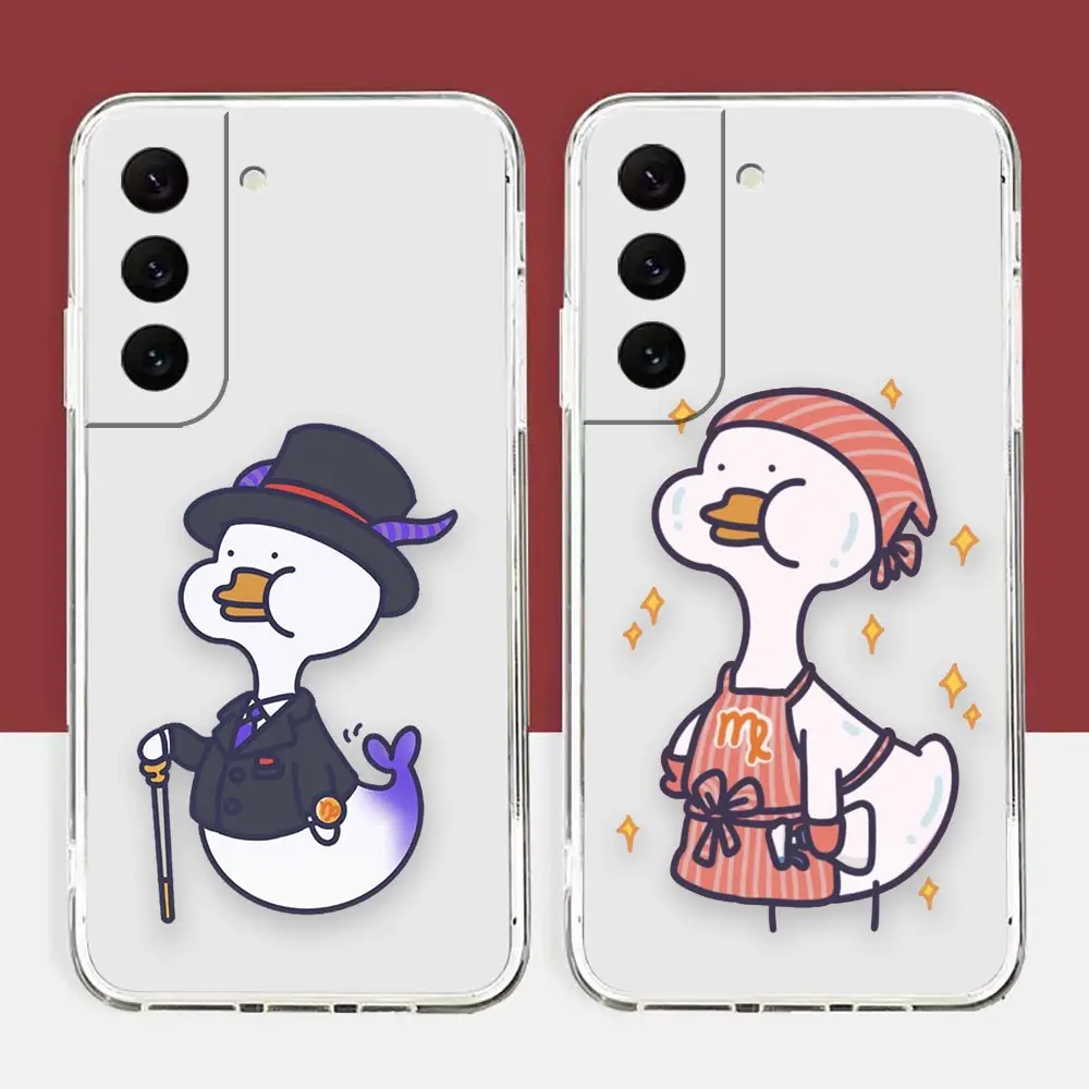 

Clear Phone Case For Samsung Galaxy S22 S21 S20 FE S10 NOTE 10 A12 A10 J7 J6 PLUS ULTRA 5G Case Funda Shell Funny Duck Cartoon