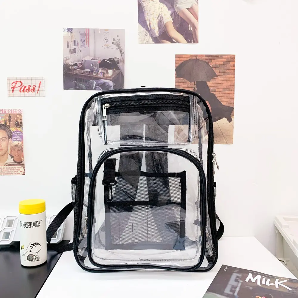 Clear Backpack, Heavy Duty PVC Transparent Backpack Stadium approved with Reinforced Strap School Bookbag for School, Workplace,