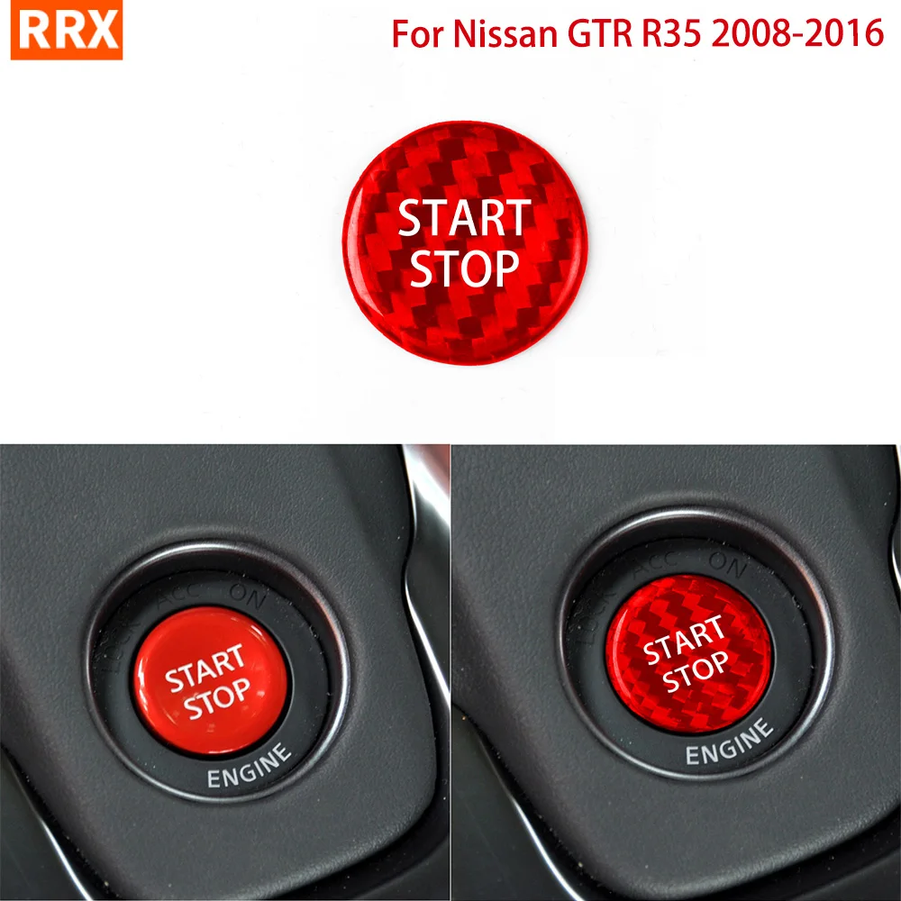 

One-Button Start Button Dry Carbon Fiber Red Trim Cover For Nissan GTR R35 2008-2016 Car Interior Modification Accessories