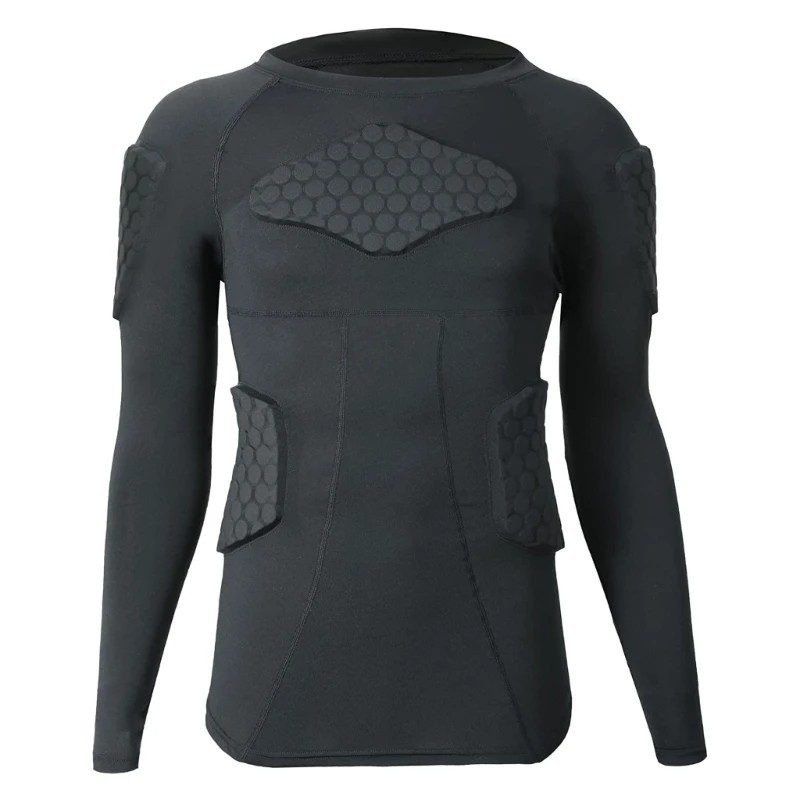 

2023 New Mens Padded Shock Rash Guard Compression Padded Shirt Sport Soccer Basketball Football Protective Gear Chest Rib Guards