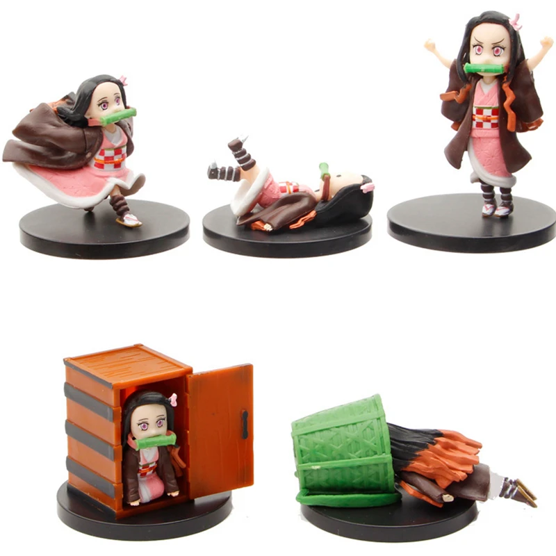 

5Pcs/Set Anime Figure Demon Slayer Kimetsu No Yaiba Kamado Nezuko PVC Cute Action Figure Statue Collectible Model Doll Kids Toys