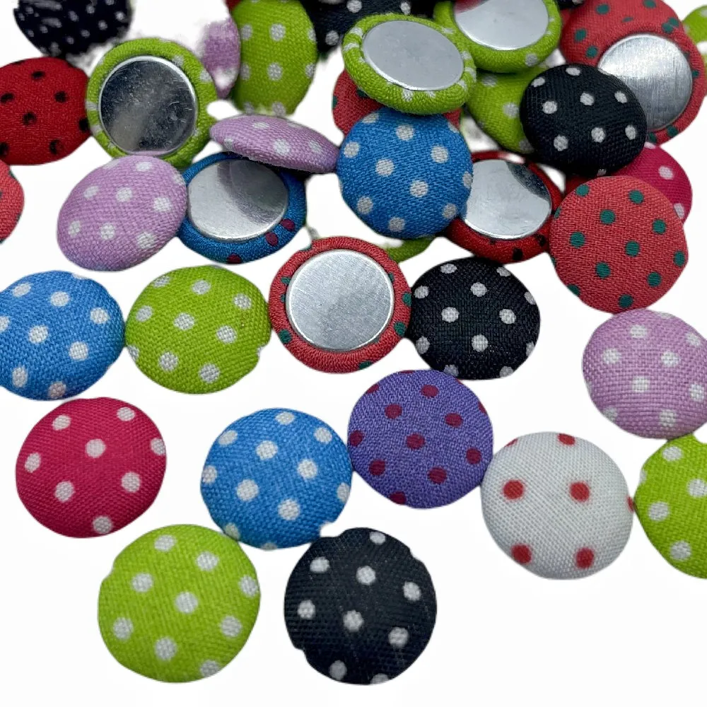 

40pcs/lot mix color Polka Dot Flatback Fabric Covered Button Scrapbooking Craft