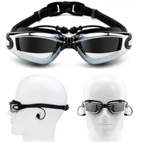 adult myopia swimming goggles earplug professional pool glasses anti fog men women optical waterproof eyewear