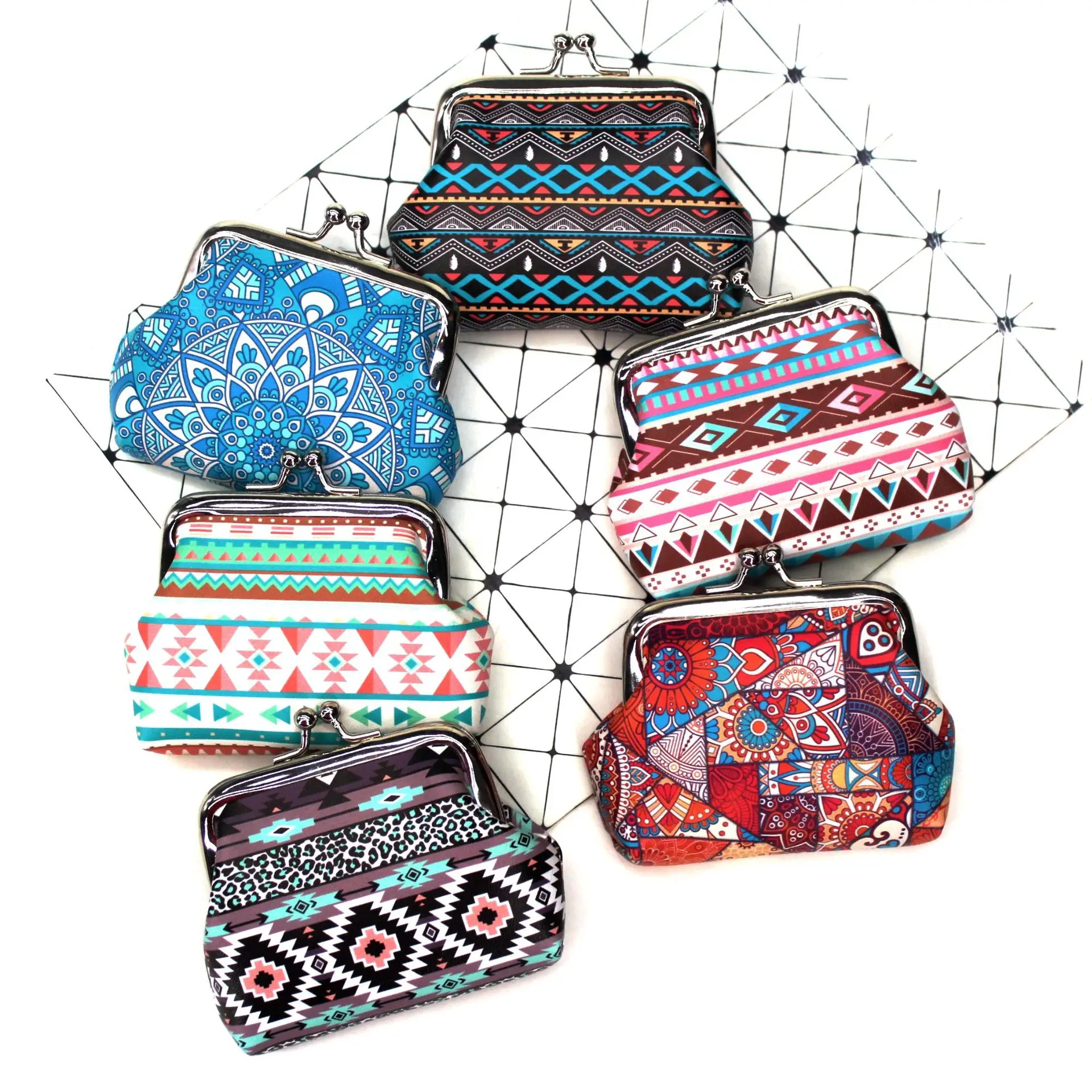 

Retro Ethnic Print Creative Ladies Coin Purse Cosmetic Bag Jewelry Bag Credit Card Bag Little Girl Hand Wallet