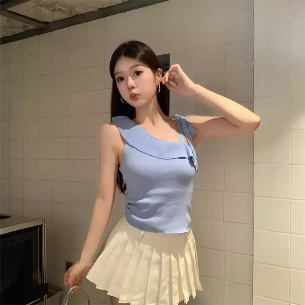 Асимметричный Трикотажный жилет с оборками Pure Desire женский летний сексуальный