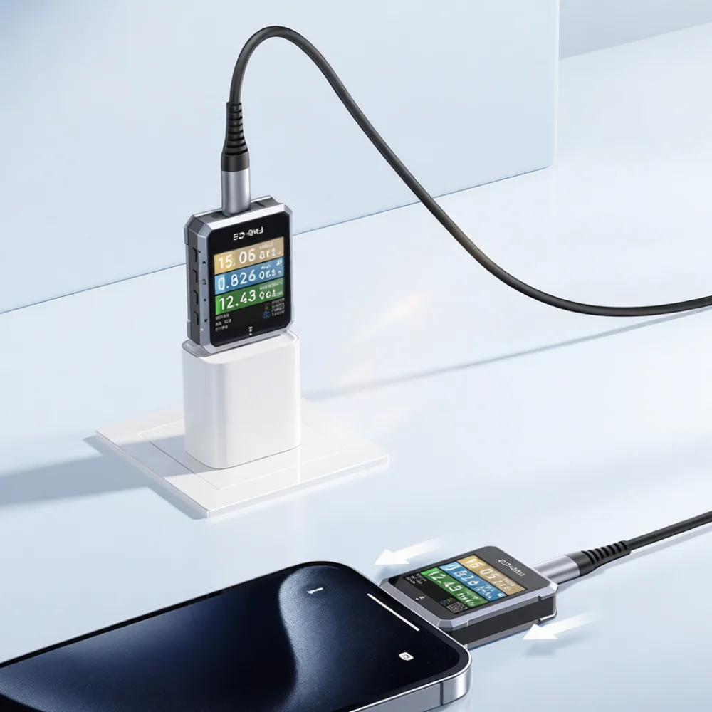 Фото Измеритель напряжения и тока USB Type C FNIRSI FNB C2, цифровой тестер, монитор протоколов быстрой зарядки, инструмент для определения мощности и ремонта. №4