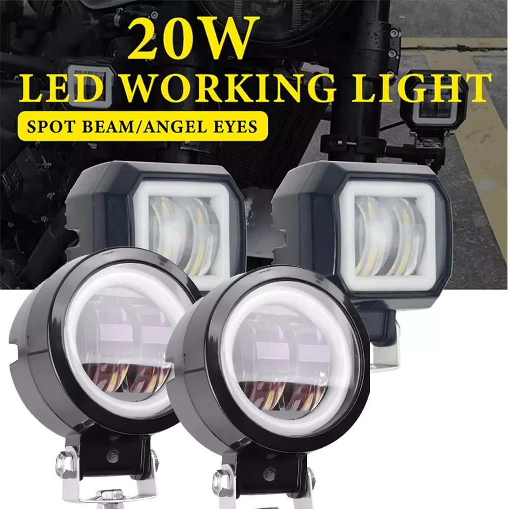 

LED Car Fog Headlights 40W LED Round Waterproof Angel Eye Lights For Offraod SUV Automobile Auxiliary Headlamps Outdoor Car Tool