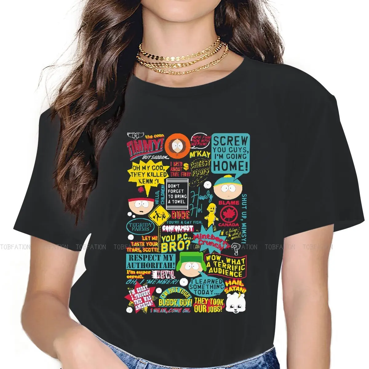 

Quotes Cute Girls Women T-Shirt Southpark Blusas Harajuku Casual Short Sleeve Vintage Oversized Tops