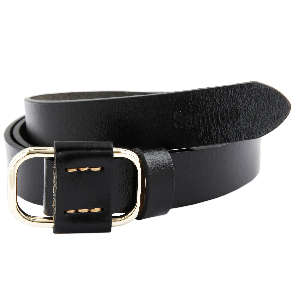 Women Black Belt Leather Waist Belt Cowboy Belt With Square Pin Buckle Chic Luxury Ladies Vintage Strap Female Waistband
