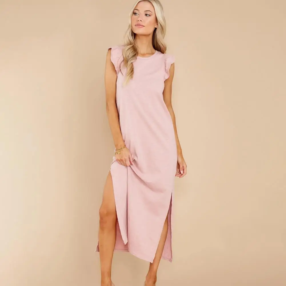 

Stylish Women Maxi Dress Loose Comfortable O Neck Women Summer Dress Breathable Lady Summer Dress Lady Garment