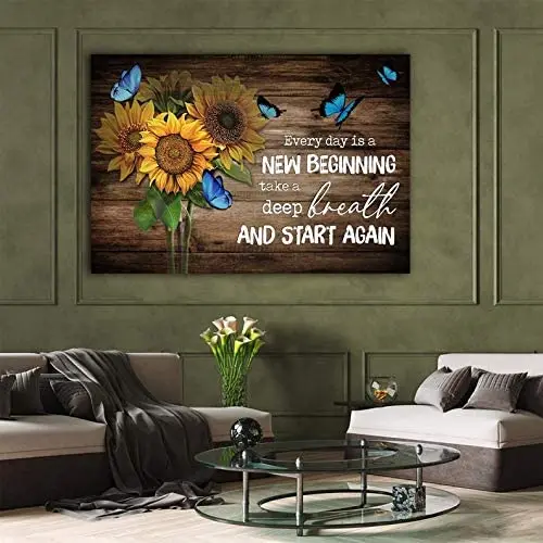 

Sunflower and Butterfly Every Day is A New Beginning Metal Tin Sign